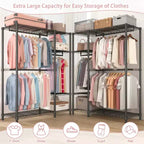 114 Garment Rack Wall Mounted Clothes Rack, 1000 lbs Industrial Pipe Clothing Racks, Heavy Duty Storage Wardrobe Closet Kit Walk in Closet Systems