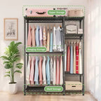 114 Garment Rack Wall Mounted Clothes Rack, 1000 lbs Industrial Pipe Clothing Racks, Heavy Duty Storage Wardrobe Closet Kit Walk in Closet Systems