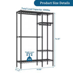 114 Garment Rack Wall Mounted Clothes Rack, 1000 lbs Industrial Pipe Clothing Racks, Heavy Duty Storage Wardrobe Closet Kit Walk in Closet Systems