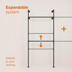 114 Garment Rack Wall Mounted Clothes Rack, 1000 lbs Industrial Pipe Clothing Racks, Heavy Duty Storage Wardrobe Closet Kit Walk in Closet Systems