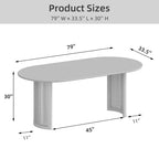 PexFix 79 Tavolo da Pranzo Ovale per 6-8 con Piano a Bordo Curvo e Base in Rattan Intrecciato Tavolo da Cucina Moderno Stile Rustico per Soggiorno Sala da Pranzo Nero