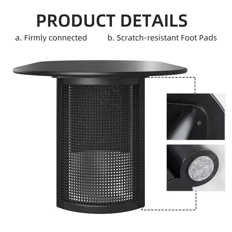 PexFix 79 Tavolo da Pranzo Ovale per 6-8 con Piano a Bordo Curvo e Base in Rattan Intrecciato Tavolo da Cucina Moderno Stile Rustico per Soggiorno Sala da Pranzo Nero