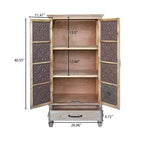 GDFStudio Elias Rustic 27.55'' Fir Wood Storage Sideboard Cabinet with 2 Doors and 1 Drawer