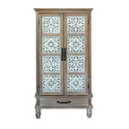 GDFStudio Elias Rustic 27.55'' Fir Wood Storage Sideboard Cabinet with 2 Doors and 1 Drawer