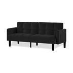 MAYEERTY Velvet Futon Couch Convertible Folding Three Seater Sofa Bed Tufted Couch for Apartment Black