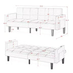 MAYEERTY Velvet Futon Couch Convertible Folding Three Seater Sofa Bed Tufted Couch for Apartment Black