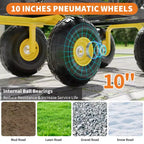 Carrello in acciaio per impieghi gravosi con maniglia girevole a 180° versatile, sponde rimovibili e ruote da 10 pollici per l'uso in cucina o in giardino
