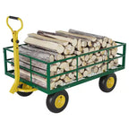 Carrello in acciaio per impieghi gravosi con maniglia girevole a 180° versatile, sponde rimovibili e ruote da 10 pollici per l'uso in cucina o in giardino