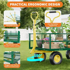 Carrello in acciaio per impieghi gravosi con maniglia girevole a 180° versatile, sponde rimovibili e ruote da 10 pollici per l'uso in cucina o in giardino