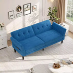 Futon Sofa Bed, Convertible Sofa Bed with Adjustable Backrest and Armrests, Modern Futon Double Sofa Bed for Living Room Bedroom Apartment