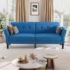 Futon Sofa Bed, Convertible Sofa Bed with Adjustable Backrest and Armrests, Modern Futon Double Sofa Bed for Living Room Bedroom Apartment