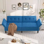 Futon Sofa Bed, Convertible Sofa Bed with Adjustable Backrest and Armrests, Modern Futon Double Sofa Bed for Living Room Bedroom Apartment