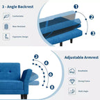 Futon Sofa Bed, Convertible Sofa Bed with Adjustable Backrest and Armrests, Modern Futon Double Sofa Bed for Living Room Bedroom Apartment