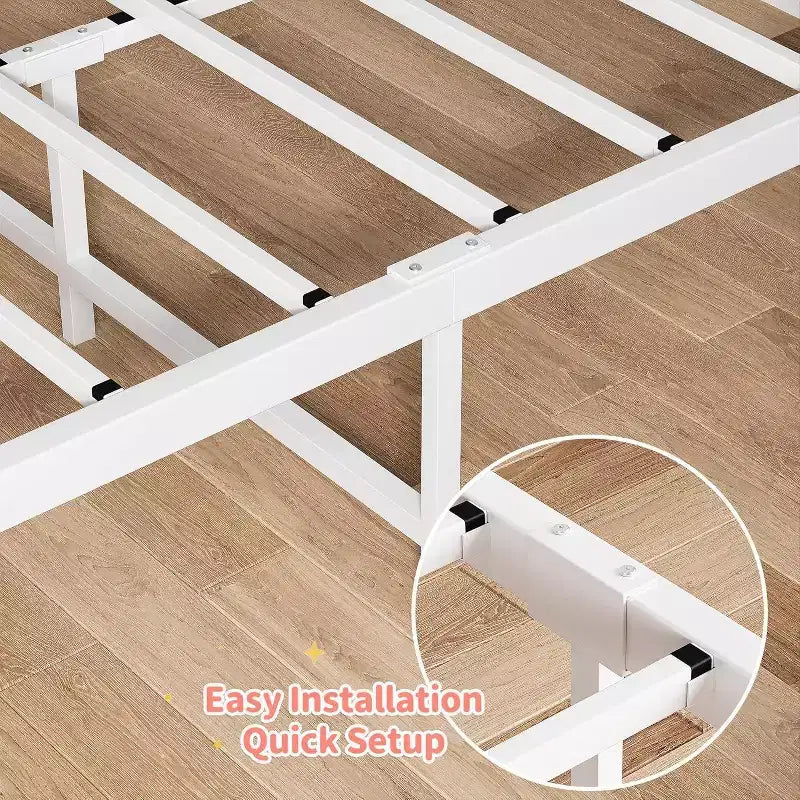 Twin Size Metal Platform Bed Frame with Headboard and Footboard, Sturdy Slatted Support, 11.2 Underbed Storage, No Box Spring Required
