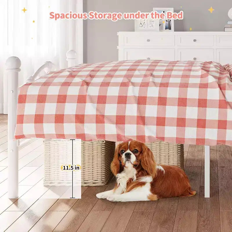 Twin Size Metal Platform Bed Frame with Headboard and Footboard, Sturdy Slatted Support, 11.2 Underbed Storage, No Box Spring Required
