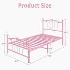Twin Size Metal Platform Bed Frame with Headboard and Footboard, Sturdy Slatted Support, 11.2 Underbed Storage, No Box Spring Required