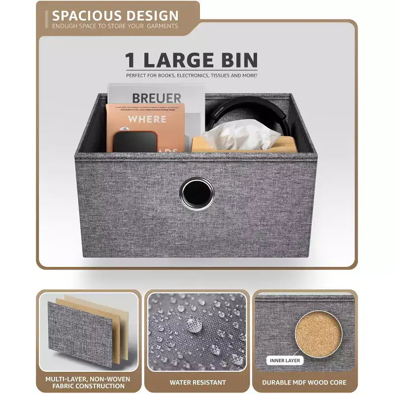 Sorbus 1 Drawers Nightstand with Shelf - Steel Frame, Wood Top & Easy Pull Fabric Bins - Perfect for Home, Bedroom, Office & College Dorm