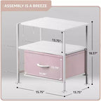 Sorbus 1 Drawers Nightstand with Shelf - Steel Frame, Wood Top & Easy Pull Fabric Bins - Perfect for Home, Bedroom, Office & College Dorm