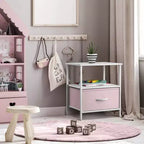 Sorbus 1 Drawers Nightstand with Shelf - Steel Frame, Wood Top & Easy Pull Fabric Bins - Perfect for Home, Bedroom, Office & College Dorm