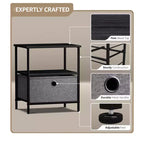 Sorbus 1 Drawers Nightstand with Shelf - Steel Frame, Wood Top & Easy Pull Fabric Bins - Perfect for Home, Bedroom, Office & College Dorm
