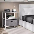 Sorbus 1 Drawers Nightstand with Shelf - Steel Frame, Wood Top & Easy Pull Fabric Bins - Perfect for Home, Bedroom, Office & College Dorm