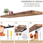 Confezione da 3 (35x9) mensole a muro lunghe Sorbus per camera da letto, arredamento, cucina, soggiorno - per trofei, cornici, libreria