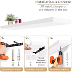 Confezione da 3 (35x9) mensole a muro lunghe Sorbus per camera da letto, arredamento, cucina, soggiorno - per trofei, cornici, libreria