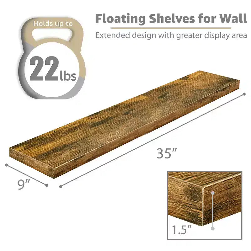 Confezione da 3 (35x9) mensole a muro lunghe Sorbus per camera da letto, arredamento, cucina, soggiorno - per trofei, cornici, libreria