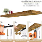 Confezione da 3 (35x9) mensole a muro lunghe Sorbus per camera da letto, arredamento, cucina, soggiorno - per trofei, cornici, libreria