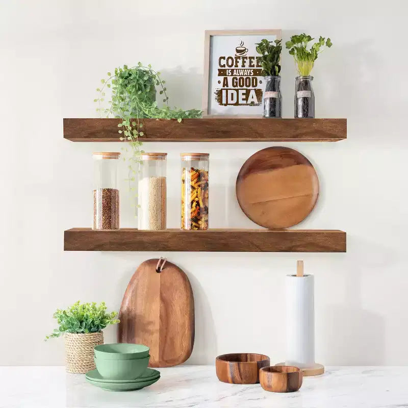 Sorbus 2 Pack 24 Solid Wood Floating Shelves - for Bathroom Decor, Books, Bedroom & Living Room