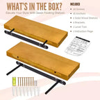 Sorbus 2 Pack 24 Solid Wood Floating Shelves - for Bathroom Decor, Books, Bedroom & Living Room