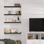 Sorbus 2 Pack 24 Solid Wood Floating Shelves - for Bathroom Decor, Books, Bedroom & Living Room
