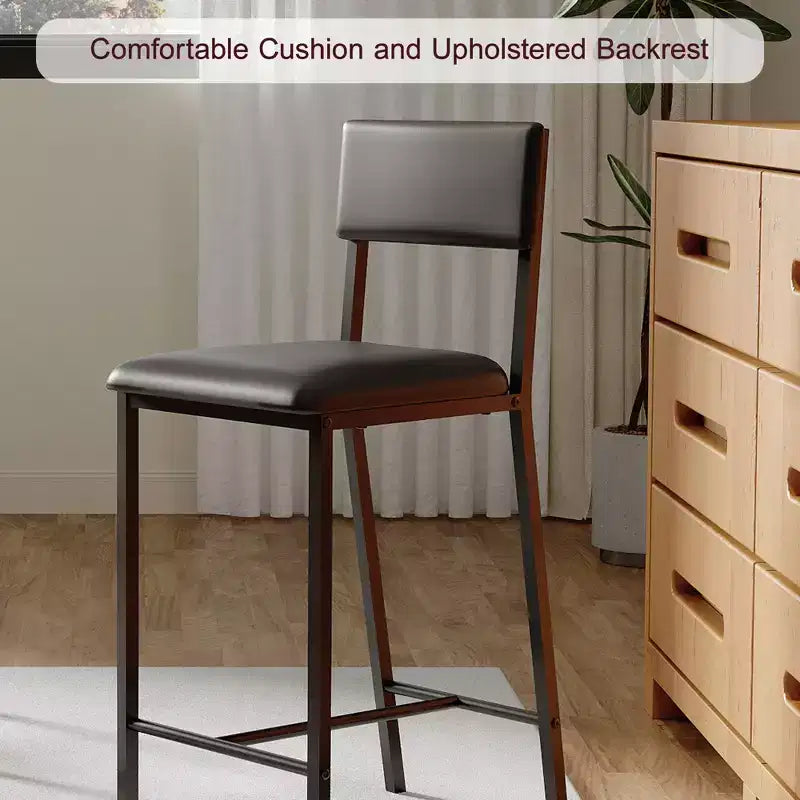 GustoWave Dining High Chairs Set of 2, Upholstered PU Dining Chairs Curved Backrest, Modern Dining Room Kitchen Chairs