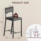 GustoWave Dining High Chairs Set of 2, Upholstered PU Dining Chairs Curved Backrest, Modern Dining Room Kitchen Chairs