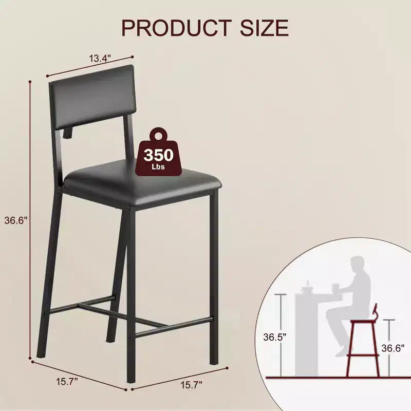 GustoWave Dining High Chairs Set of 2, Upholstered PU Dining Chairs Curved Backrest, Modern Dining Room Kitchen Chairs