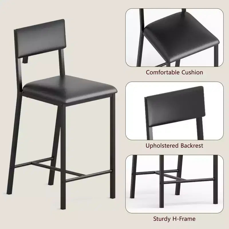 GustoWave Dining High Chairs Set of 2, Upholstered PU Dining Chairs Curved Backrest, Modern Dining Room Kitchen Chairs
