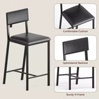 GustoWave Dining High Chairs Set of 2, Upholstered PU Dining Chairs Curved Backrest, Modern Dining Room Kitchen Chairs