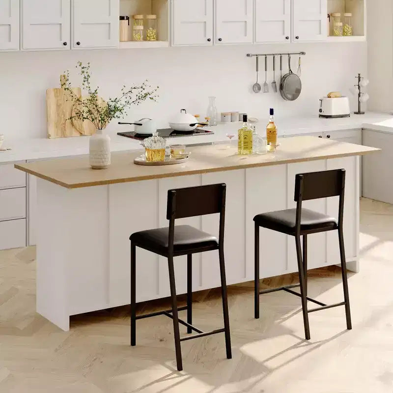 GustoWave Dining High Chairs Set of 2, Upholstered PU Dining Chairs Curved Backrest, Modern Dining Room Kitchen Chairs