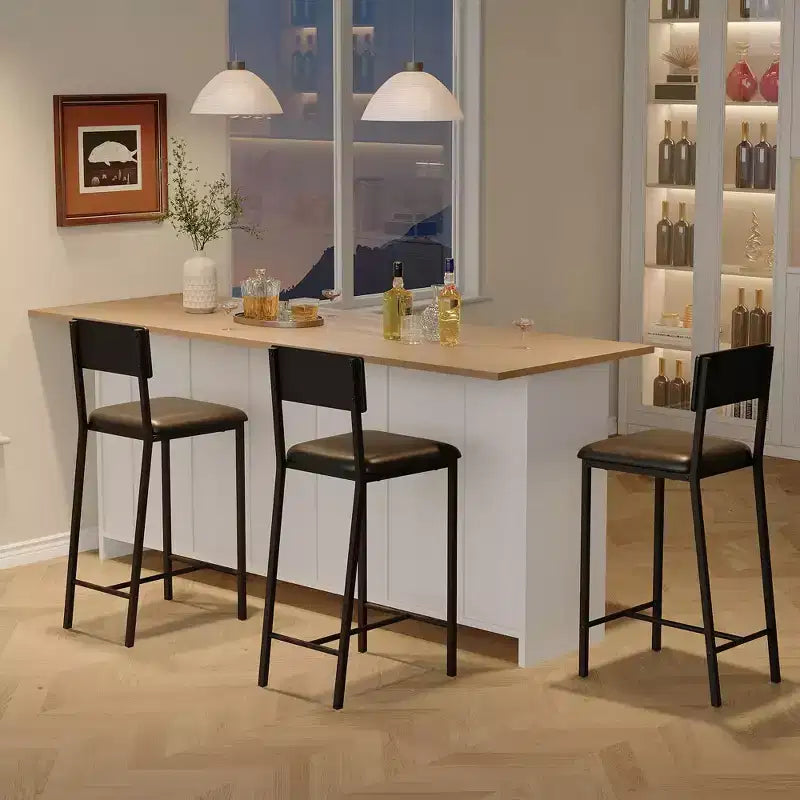 GustoWave Dining High Chairs Set of 2, Upholstered PU Dining Chairs Curved Backrest, Modern Dining Room Kitchen Chairs