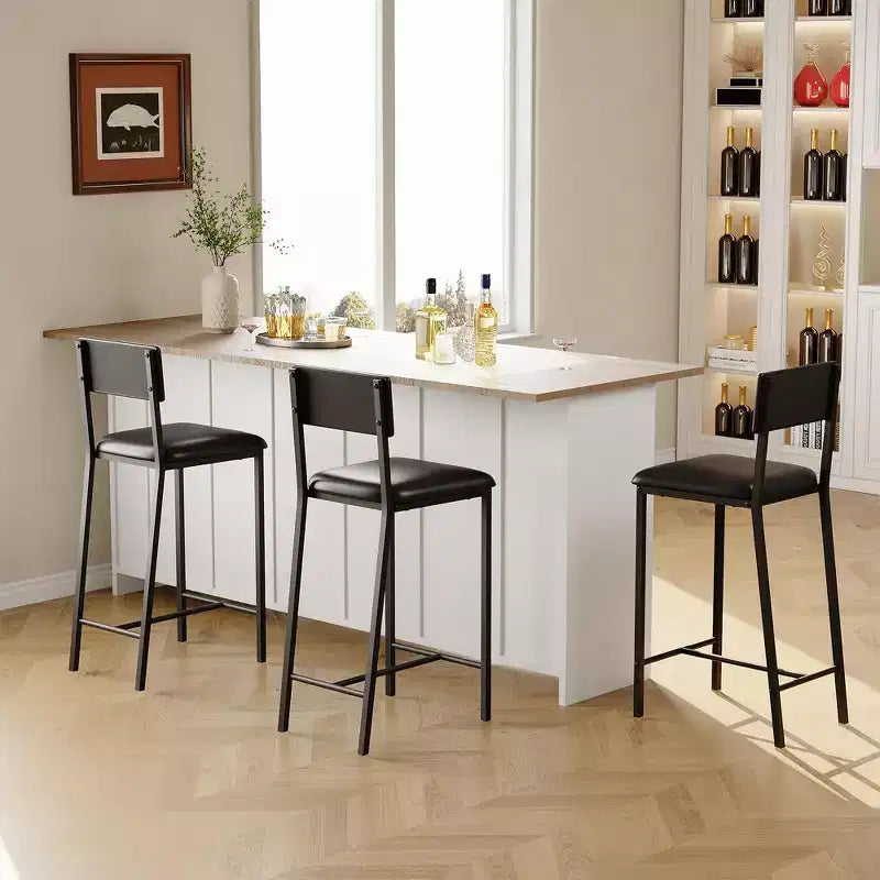 GustoWave Dining High Chairs Set of 2, Upholstered PU Dining Chairs Curved Backrest, Modern Dining Room Kitchen Chairs