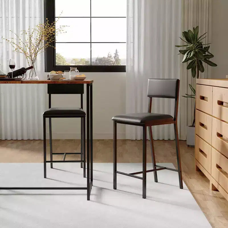 GustoWave Dining High Chairs Set of 2, Upholstered PU Dining Chairs Curved Backrest, Modern Dining Room Kitchen Chairs