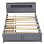 Queen Size Platform Bed with Trundle, Wood Storage Platform Bed with 2 Storage Drawers and LED Light