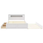 Queen Size Platform Bed with Trundle, Wood Storage Platform Bed with 2 Storage Drawers and LED Light