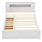 Queen Size Platform Bed with Trundle, Wood Storage Platform Bed with 2 Storage Drawers and LED Light
