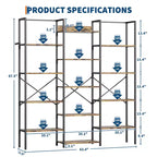 Large 5-Tier Floor-Standing Bookshelf Industrial-Style High-Capacity Bookcase Features 14 Open Display Shelves Ideal for Home and Office Use