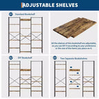 Large 5-Tier Floor-Standing Bookshelf Industrial-Style High-Capacity Bookcase Features 14 Open Display Shelves Ideal for Home and Office Use