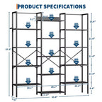 Large 5-Tier Floor-Standing Bookshelf Industrial-Style High-Capacity Bookcase Features 14 Open Display Shelves Ideal for Home and Office Use