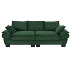 Clihome 85.4 Modern Curved Corduroy Fabric Couch Sofa,Back Upholstered Couch with 2 Decorative Throw Pillows
