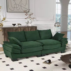 Clihome 85.4 Modern Curved Corduroy Fabric Couch Sofa,Back Upholstered Couch with 2 Decorative Throw Pillows
