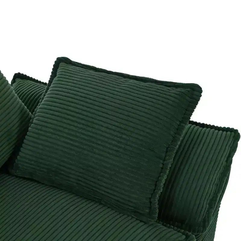 Clihome 85.4 Modern Curved Corduroy Fabric Couch Sofa,Back Upholstered Couch with 2 Decorative Throw Pillows